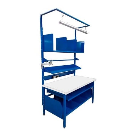 Built Rite Br Built-Rite Complete Packing Workbench W/Power Apron, Laminate Square Edge, 72"W x 30"D PB3063165-BL/WH